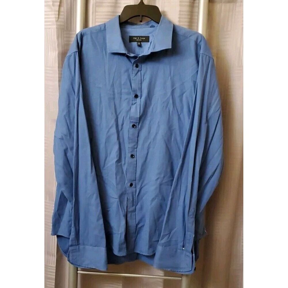 Rag & Bone New York Men's XXL Button Down‎ Light Blue Shirt Long Sleeve